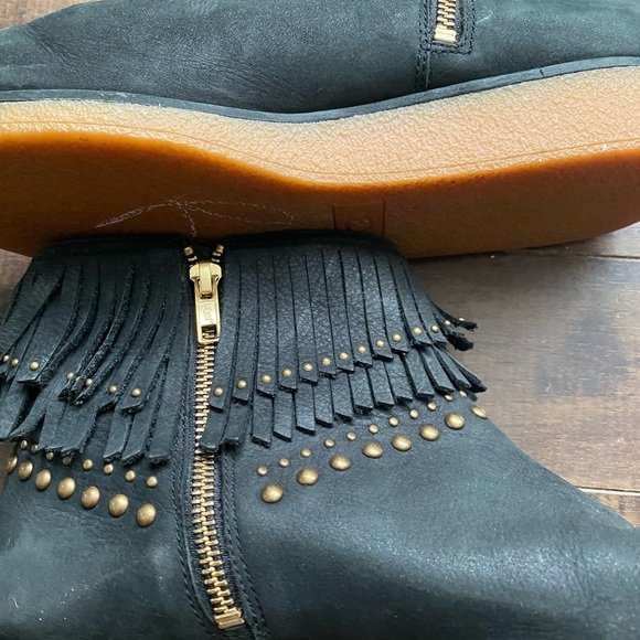UGG Ariane Black Studded Nubuck Fringe wedge boots - Picture 14 of 15